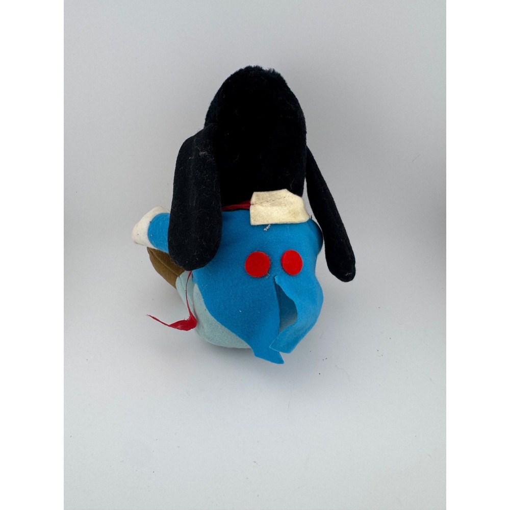 Disney Goofy Plush Stuffed Toy Blue Overalls Red Bow Sitting Animated Character - Picture 5 of 5